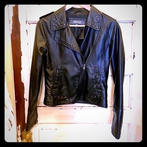 Kenneth Cole Reaction Blk Vegan Leather Jacket XS